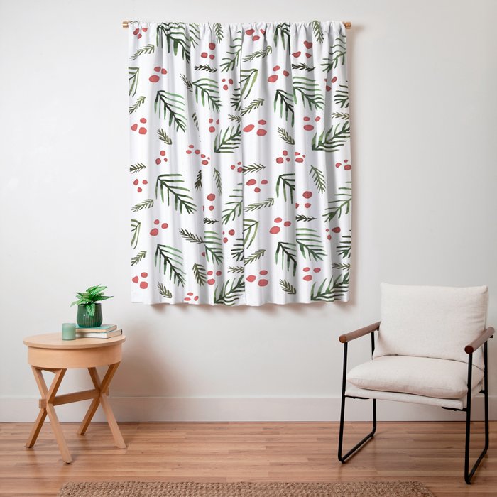 Christmas tree branches and berries - vintage Window Curtain Gallery Image 7