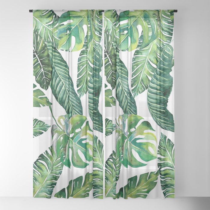 Jungle Leaves, Banana, Monstera #society6 Window Curtain Gallery Image 22
