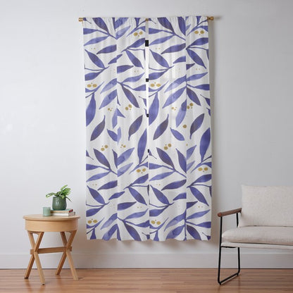 Pretty watercolor branches - blue and yellow Window Curtain Gallery Image 13