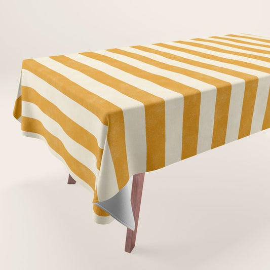 Cabana Stripe - marigold & cream Tablecloth Gallery Image 1