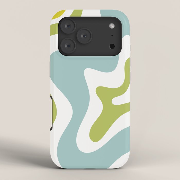 Retro Liquid Swirl Abstract Pattern Square Spring Green Ice Blue White iPhone Case Gallery Image 3