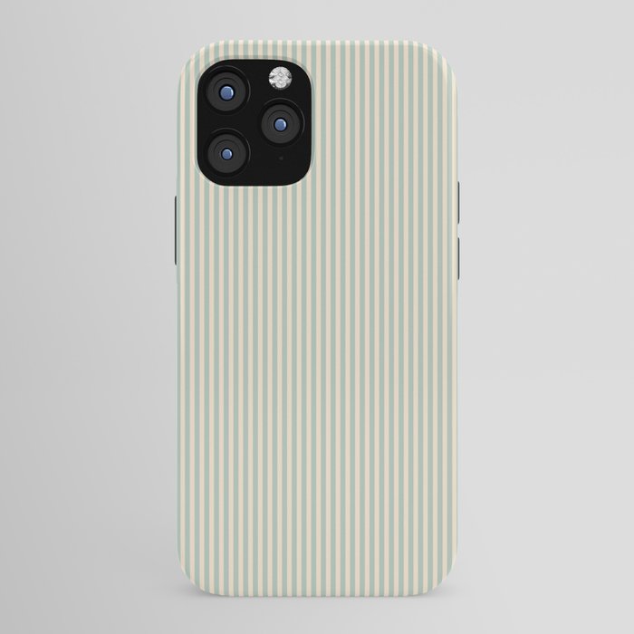 Ultra Fine Stripes Vertical Minimalist Pattern in Light Celadon Blue Green and Cream iPhone Case Gallery Image 43