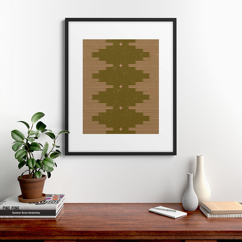 Southwestern Minimalist Retro Green & Pink Framed Art Print Gallery Image 9