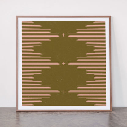 Southwestern Minimalist Retro Green & Pink Framed Art Print Gallery Image 21