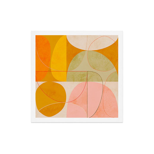 mid century geometric lines curry pink abstract art Art Print Gallery Image 2