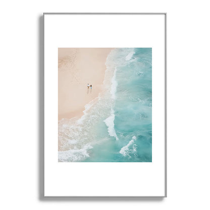Couple on the Pastel Shore - Aerial Coastal Print Framed Art Print Gallery Image 100
