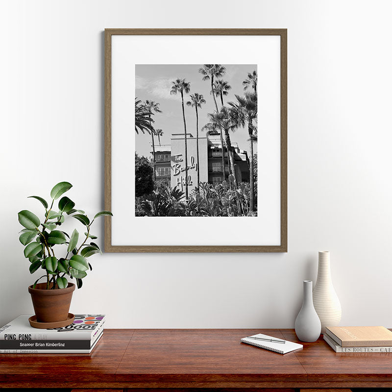 Beverly Hills Hotel, California black and white photograph / black and white photography Framed Art Print Gallery Image 58
