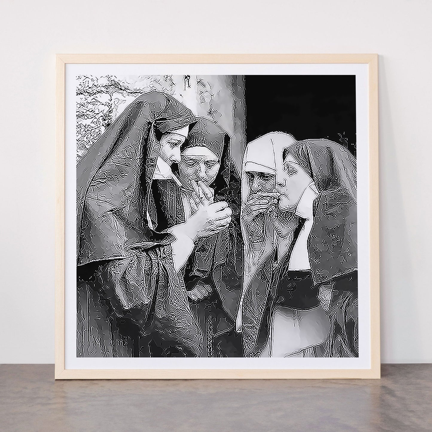 Nuns smoking black and white photograph - photography - photographs portrait for home and wall decor Framed Art Print Gallery Image 77