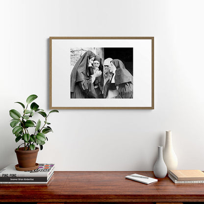 Nuns smoking black and white photograph - photography - photographs portrait for home and wall decor Framed Art Print Gallery Image 18