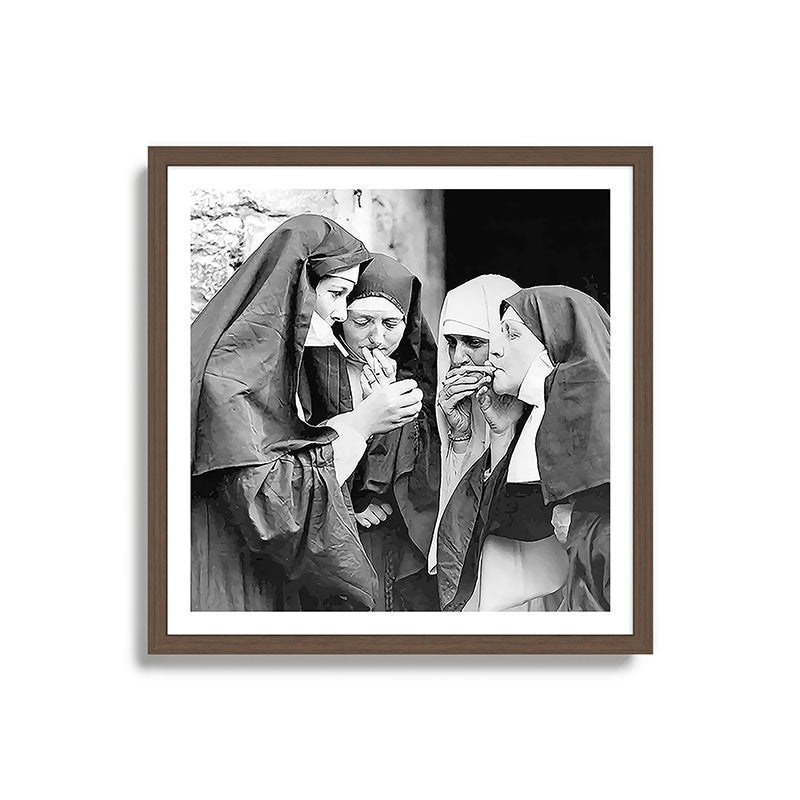 Nuns smoking black and white photograph - photography - photographs portrait for home and wall decor Framed Art Print Gallery Image 17