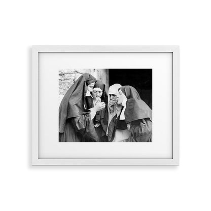 Nuns smoking black and white photograph - photography - photographs portrait for home and wall decor Framed Art Print Gallery Image 30