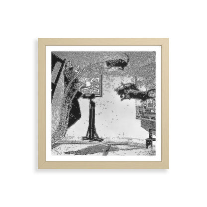 Dalí Atomicus, Salvador Dali painting with flying cats and water spurts surrealism / surrealist black and white photograph / photography by Philippe Halsman Framed Art Print Gallery Image 71