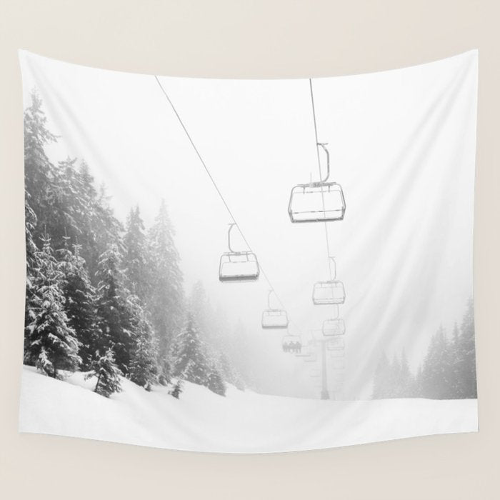 Ski Gondolas - Ski Lift Wall Tapestry Gallery Image 1