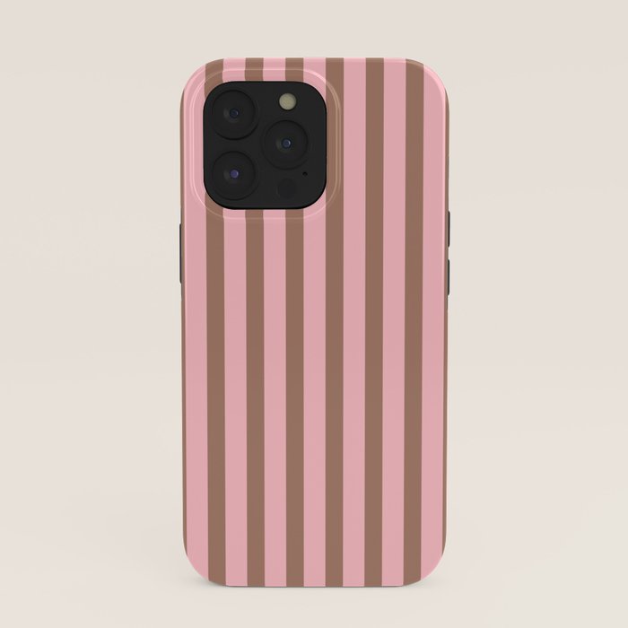 Mocha Brown and Pink Stripes Narrow Vertical Stripe Pattern iPhone Case Gallery Image 39