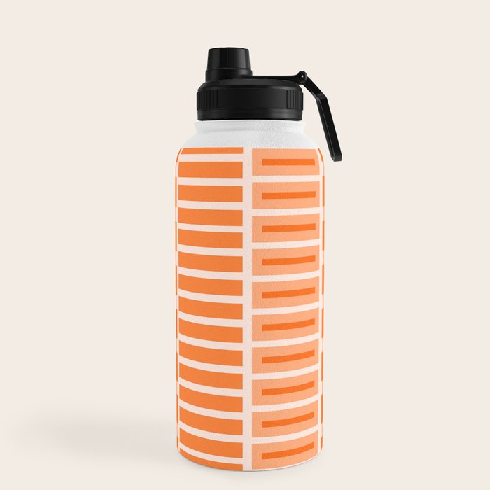 Orange Geometric Block Stripes Pattern Water Bottle Gallery Image 5