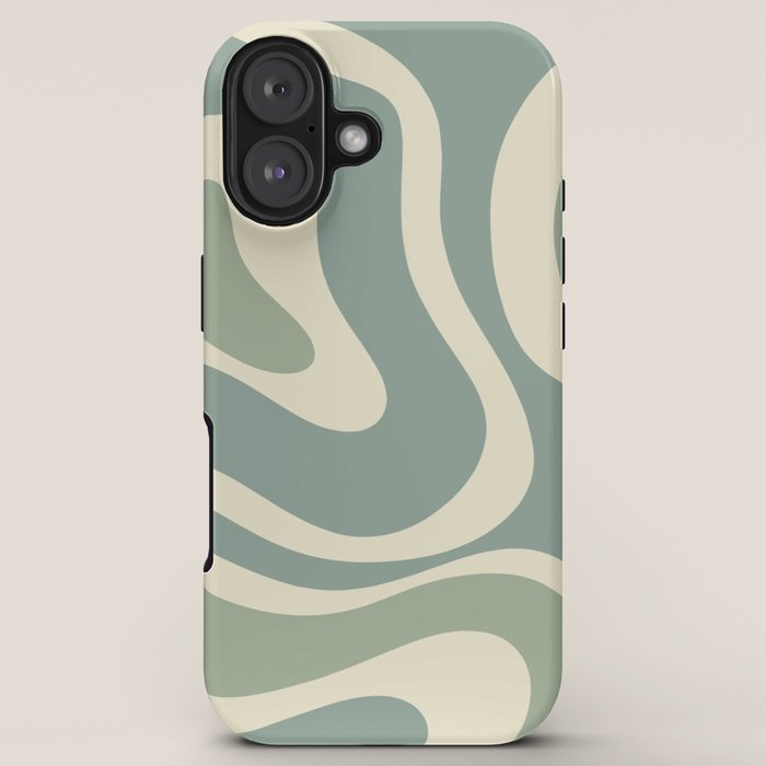 Modern Retro Liquid Swirl Abstract in Eucalyptus Green iPhone Case Gallery Image 5