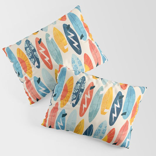 Surfboard white Pillow Sham Gallery Image 1
