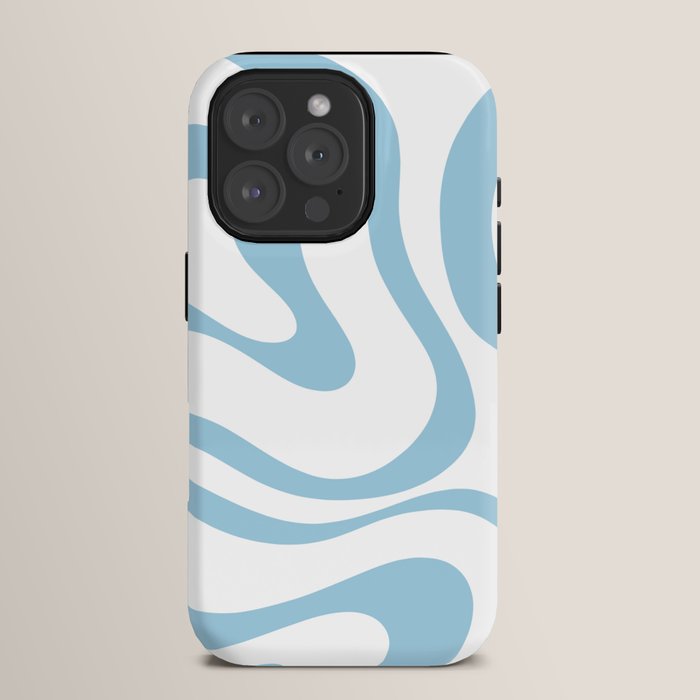 Retro Modern Liquid Swirl Abstract Pattern Square in Light Blue and White iPhone Case Gallery Image 15