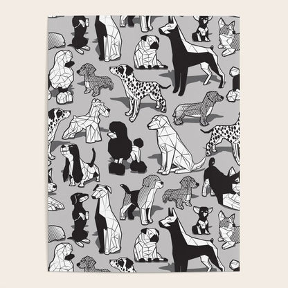 Geometric sweet wet noses // grey background black and white dogs Poster Gallery Image 3