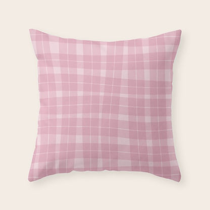 Wavy Plaid Pink Throw Pillow Gallery Image 1