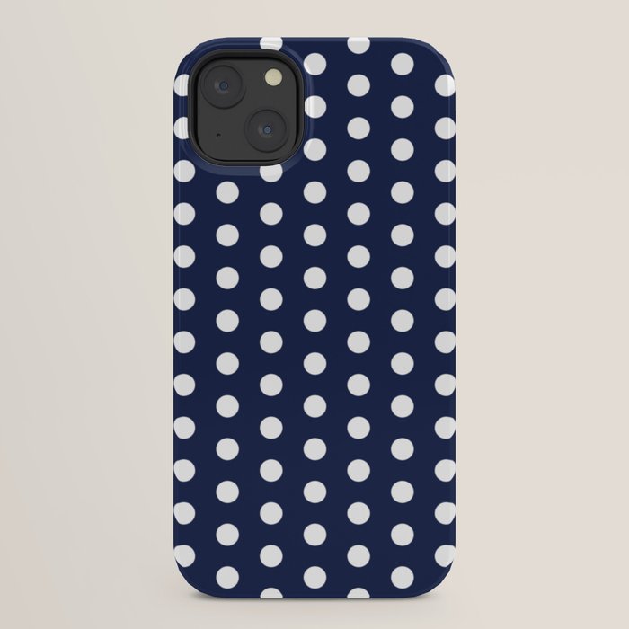 Navy Blue Polka Dots Minimalist Line Drawing iPhone Case Gallery Image 22