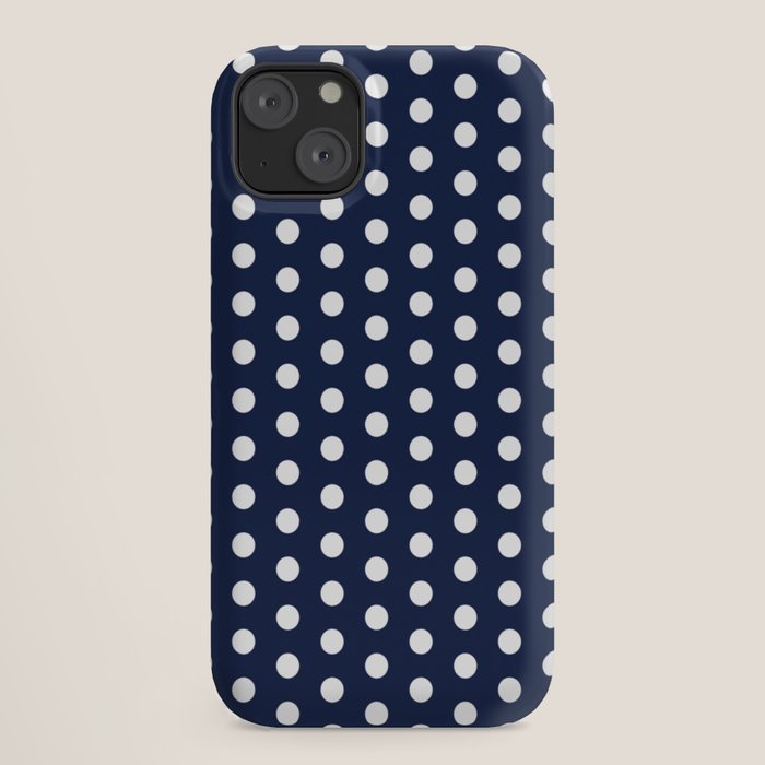 Navy Blue Polka Dots Minimalist Line Drawing iPhone Case Gallery Image 18