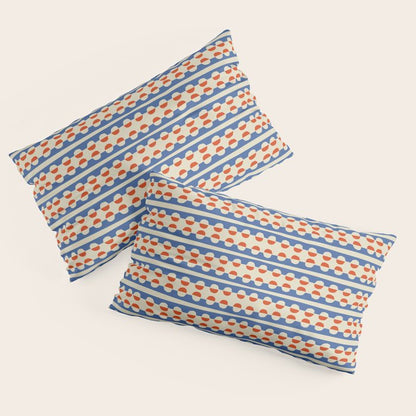 Dots and Lines - Blue and Red Pillow Sham Gallery Image 4