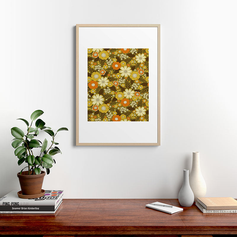 1970s Retro/Vintage Floral Pattern Framed Art Print Gallery Image 28