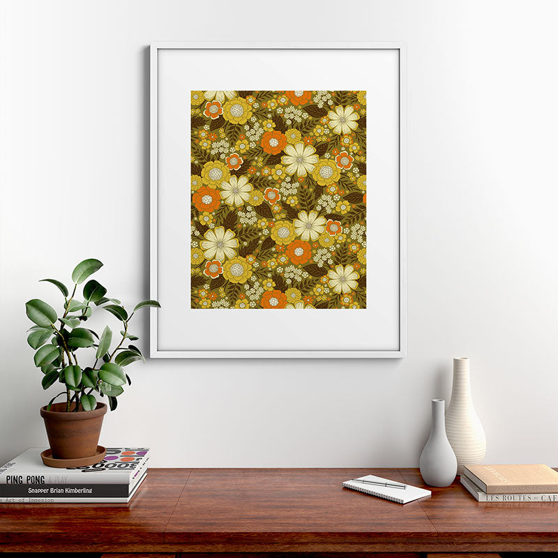 1970s Retro/Vintage Floral Pattern Framed Art Print Gallery Image 39