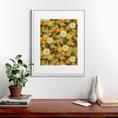 1970s Retro/Vintage Floral Pattern Framed Art Print Gallery Image 39