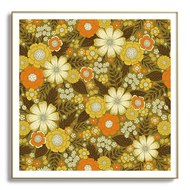 1970s Retro/Vintage Floral Pattern Framed Art Print Gallery Image 139