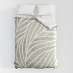 Sage green leaf line art Comforter Gallery Image 1
