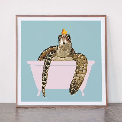 Sea Turtle in Bathtub Framed Art Print Gallery Image 21