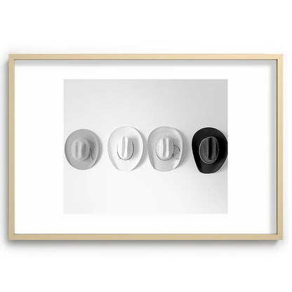 Cowboy Hat Wall - Black and White Framed Art Print Gallery Image 74