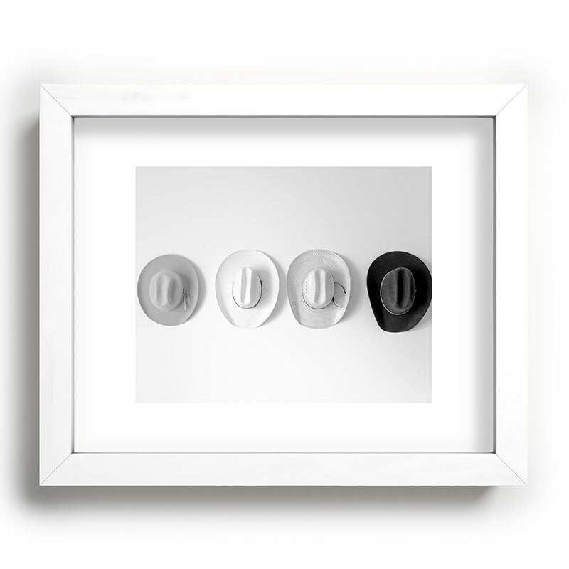 Cowboy Hat Wall - Black and White Framed Art Print Gallery Image 75