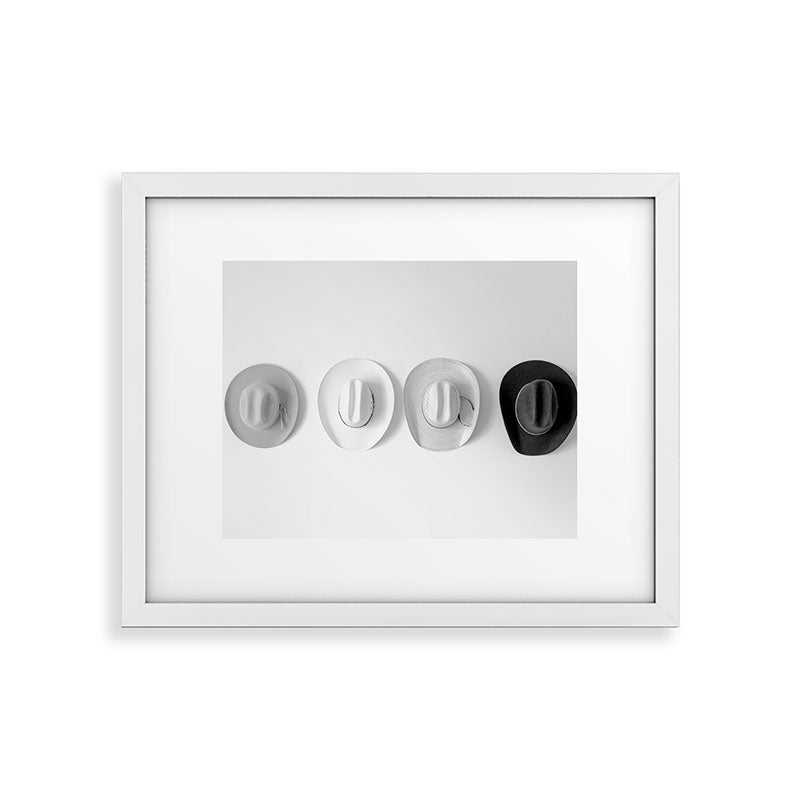 Cowboy Hat Wall - Black and White Framed Art Print Gallery Image 22