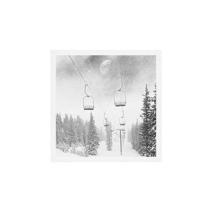Ski Lift Moon Break // Riding the Mountain at Copper Colorado Luna Sky Peeking Foggy Clouds Art Print Gallery Image 2