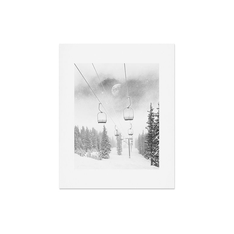 Ski Lift Moon Break // Riding the Mountain at Copper Colorado Luna Sky Peeking Foggy Clouds Art Print Gallery Image 6