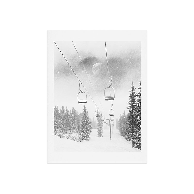 Ski Lift Moon Break // Riding the Mountain at Copper Colorado Luna Sky Peeking Foggy Clouds Art Print Gallery Image 9