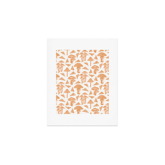 Block-print Mushrooms - ochre and blush pink Art Print Gallery Image 1