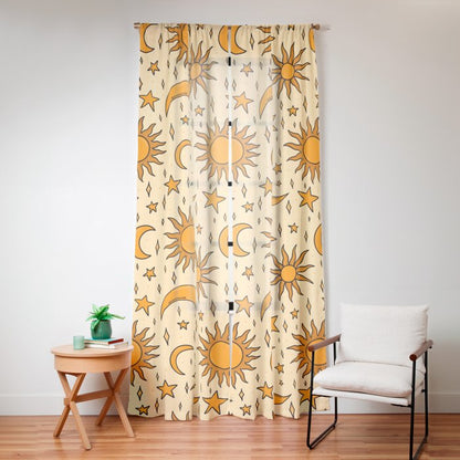 Vintage Sun and Star Print Window Curtain Gallery Image 16