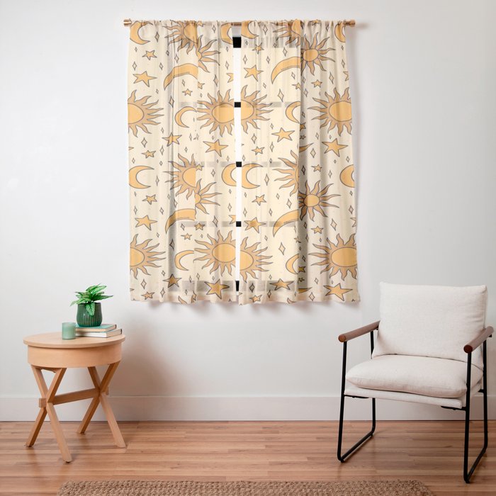 Vintage Sun and Star Print Window Curtain Gallery Image 23