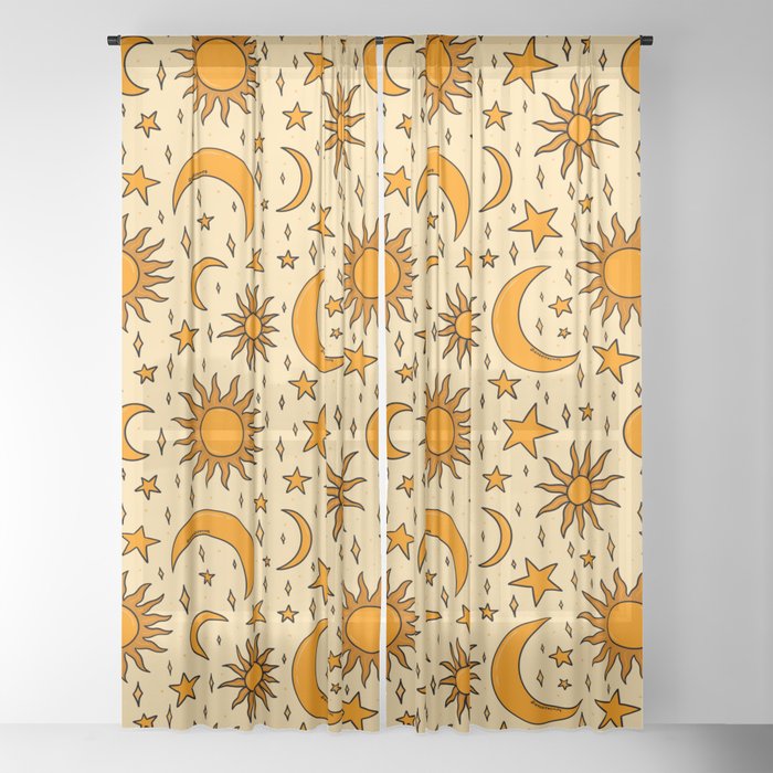 Vintage Sun and Star Print Window Curtain Gallery Image 22
