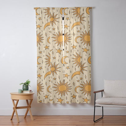 Vintage Sun and Star Print Window Curtain Gallery Image 13