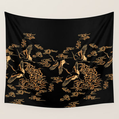 Crane and clouds Wall Tapestry Gallery Image 1