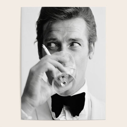 Roger Moore with Martini Retro Vintage Art Poster Gallery Image 2