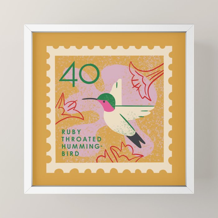 Hummingbird Postage Stamp Mini Art Print Gallery Image 4
