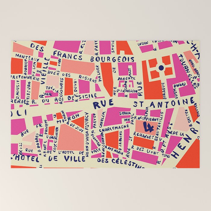 paris map pink Welcome Mat Gallery Image 2