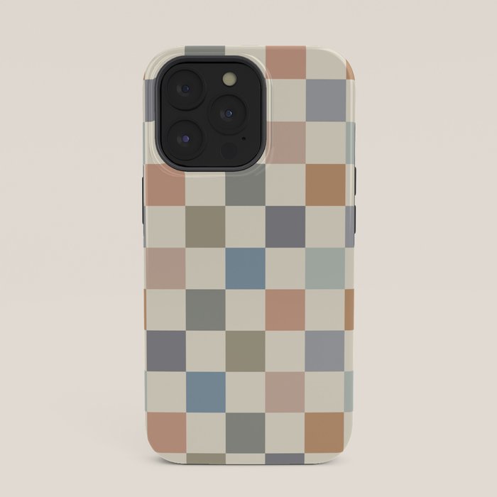 Blue & Beige Neutral Checker iPhone Case Gallery Image 35