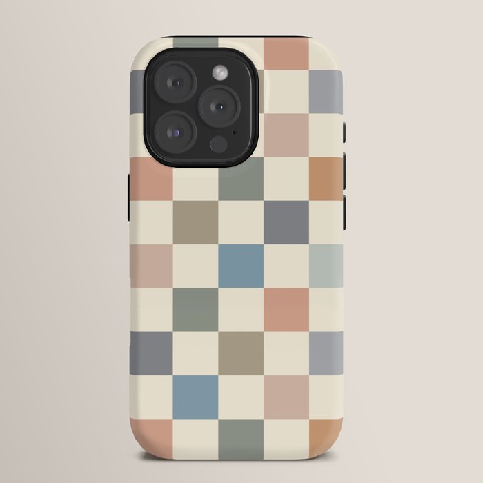 Blue & Beige Neutral Checker iPhone Case Gallery Image 15